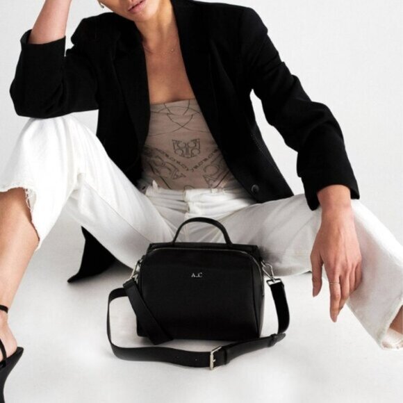 A_C Florence Doctor Bag Black Cact Leather Organic Cotton - Picture 11 of 11